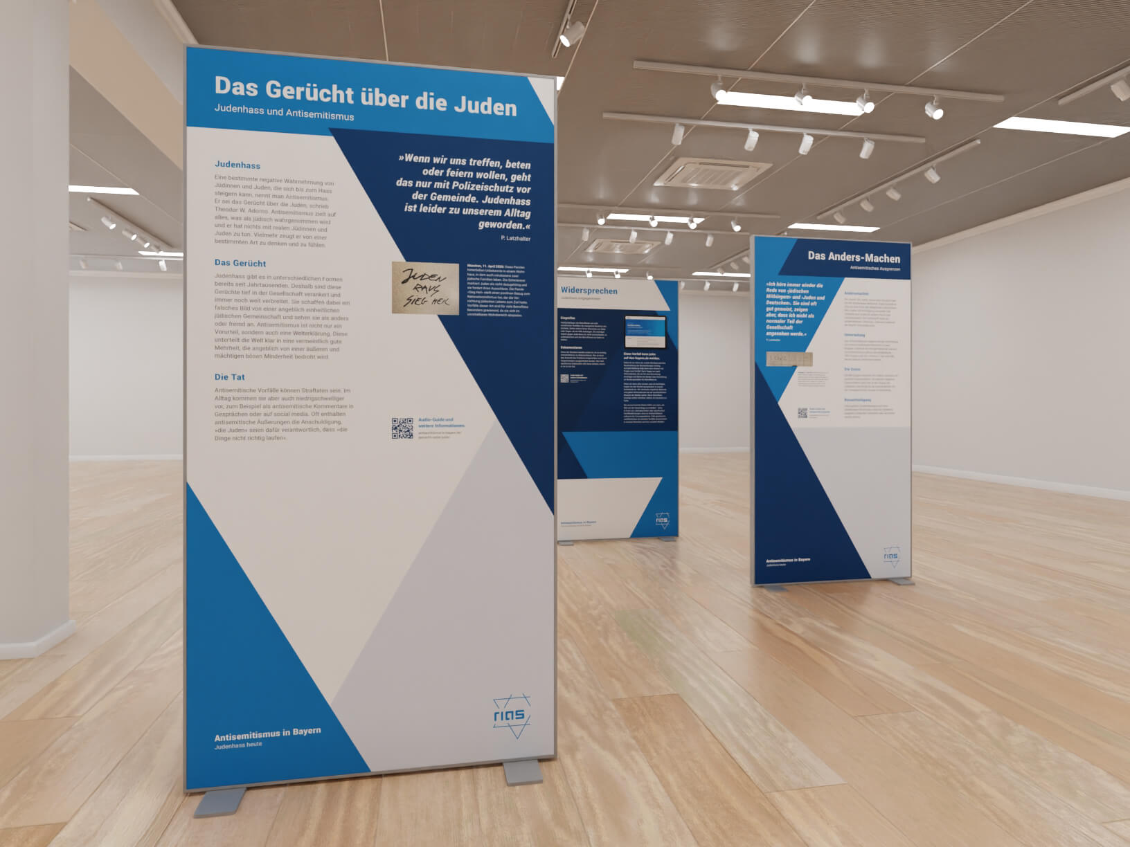 Rendering der Ausstellungstafeln